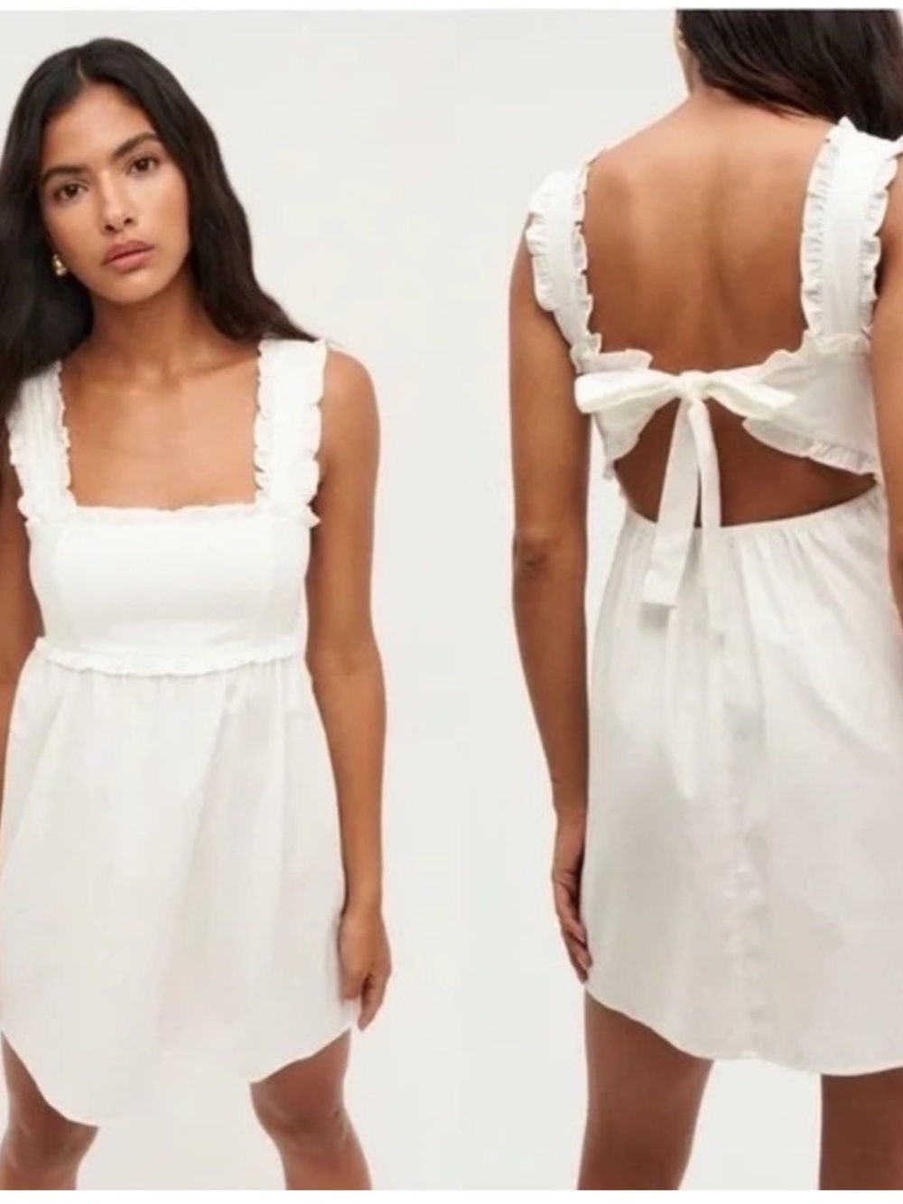 Reformation White Ruffled Strap Cotton mini dress XS